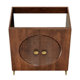 Inara 30" Fluted Wood Vanity Cabinet Without Sink in Walnut