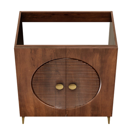 Vernon 30" Fluted Wood Vanity Cabinet Without Sink in Walnut