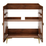 Inara 30" Fluted Wood Vanity Cabinet Without Sink in Walnut