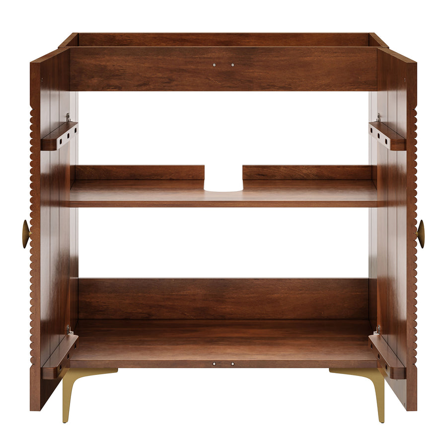 Inara 30" Fluted Wood Vanity Cabinet Without Sink in Walnut