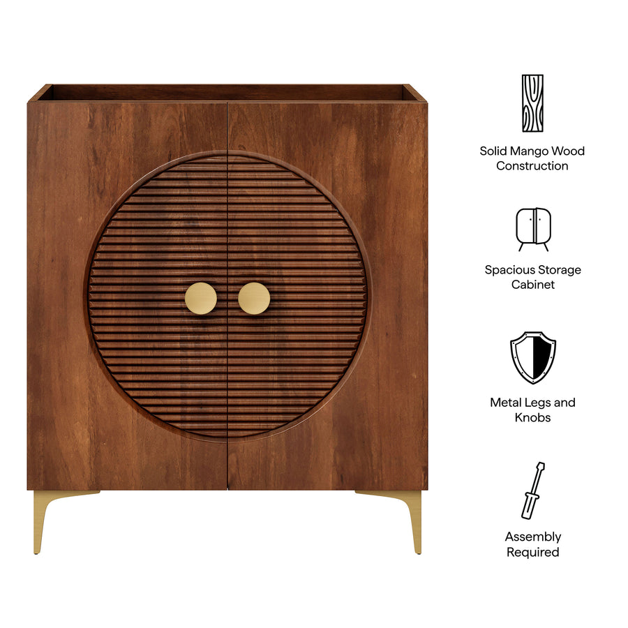 Inara 30" Fluted Wood Vanity Cabinet Without Sink in Walnut