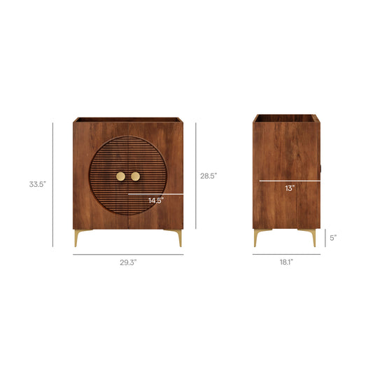 Vernon 30" Fluted Wood Vanity Cabinet Without Sink by Furniture for America