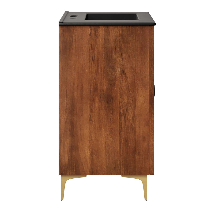 Inara 30" Fluted Wood Vanity Cabinet With Sink in Walnut Black
