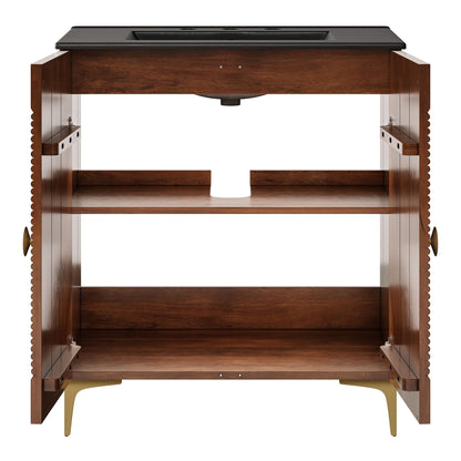 Vernon 30" Fluted Wood Vanity Cabinet With Sink by Furniture for America