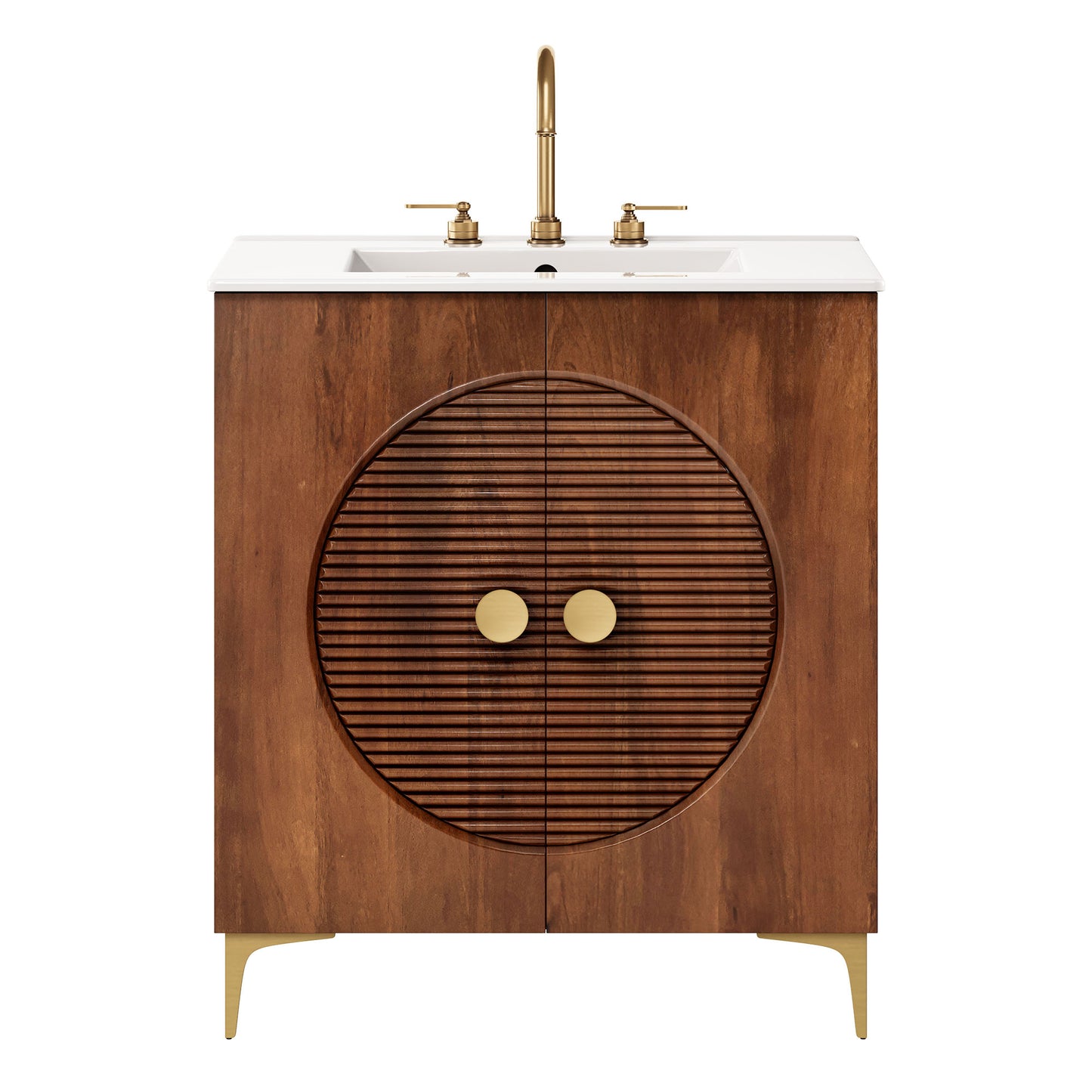 Vernon 30" Fluted Wood Vanity Cabinet With Sink by Furniture for America