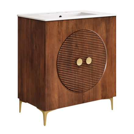 Vernon 30" Fluted Wood Vanity Cabinet With Sink in Walnut White