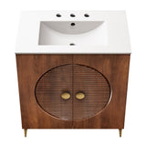 Inara 30" Fluted Wood Vanity Cabinet With Sink in Walnut White