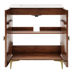 Vernon 30" Fluted Wood Vanity Cabinet With Sink by Furniture for America