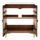 Inara 30" Fluted Wood Vanity Cabinet With Sink in Walnut White