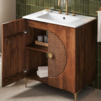 Vernon 30" Fluted Wood Vanity Cabinet With Sink by Furniture for America