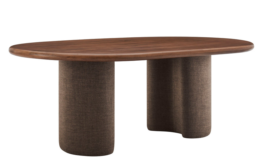 Quenby 84 Inch Mango Wood Oval Dining Table in Walnut