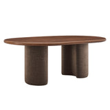 Quenby 84 Inch Mango Wood Oval Dining Table in Walnut