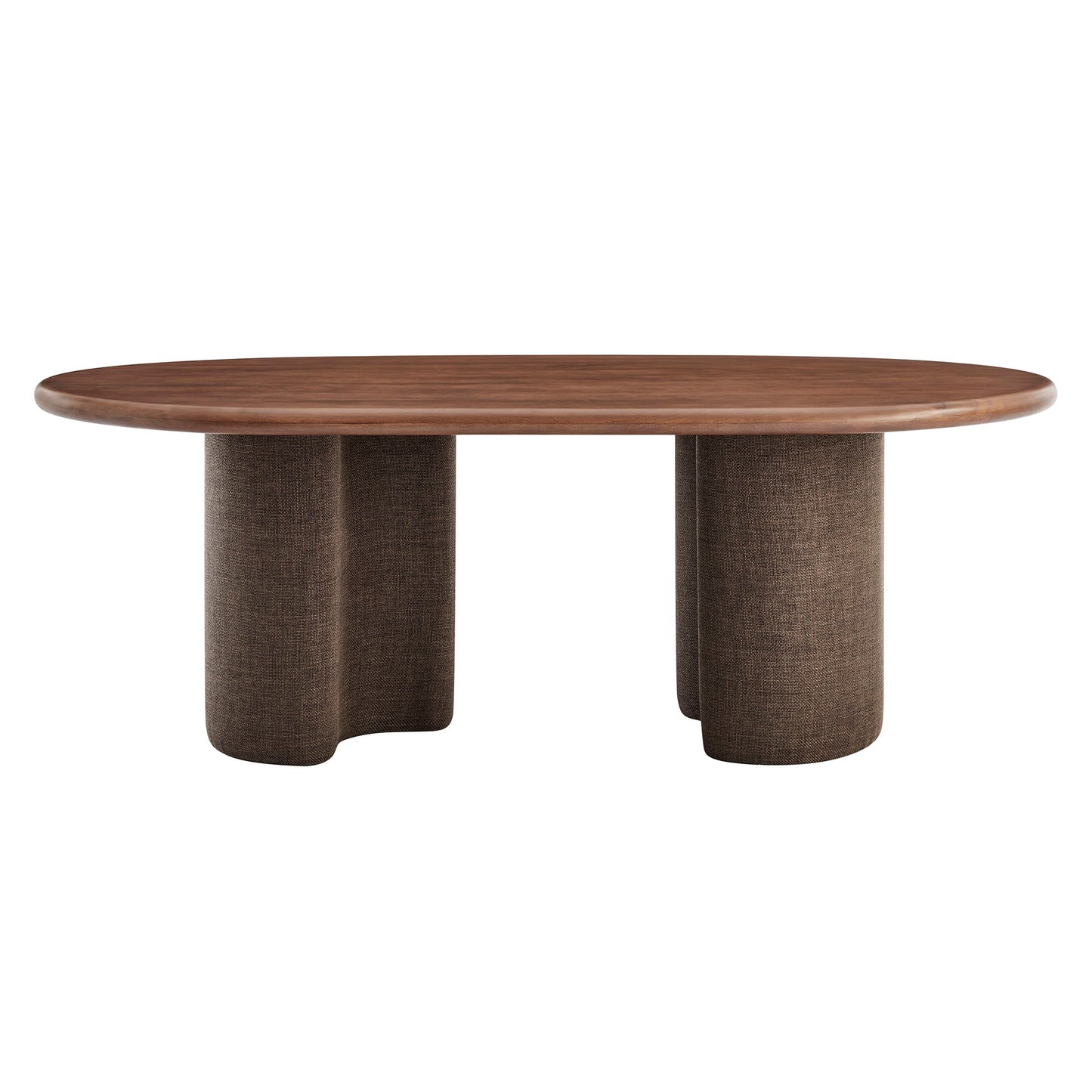 Quenby 84 Inch Mango Wood Oval Dining Table in Walnut