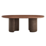 Quenby 84 Inch Mango Wood Oval Dining Table in Walnut