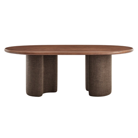Enric 84 Inch Mango Wood Oval Dining Table in Walnut