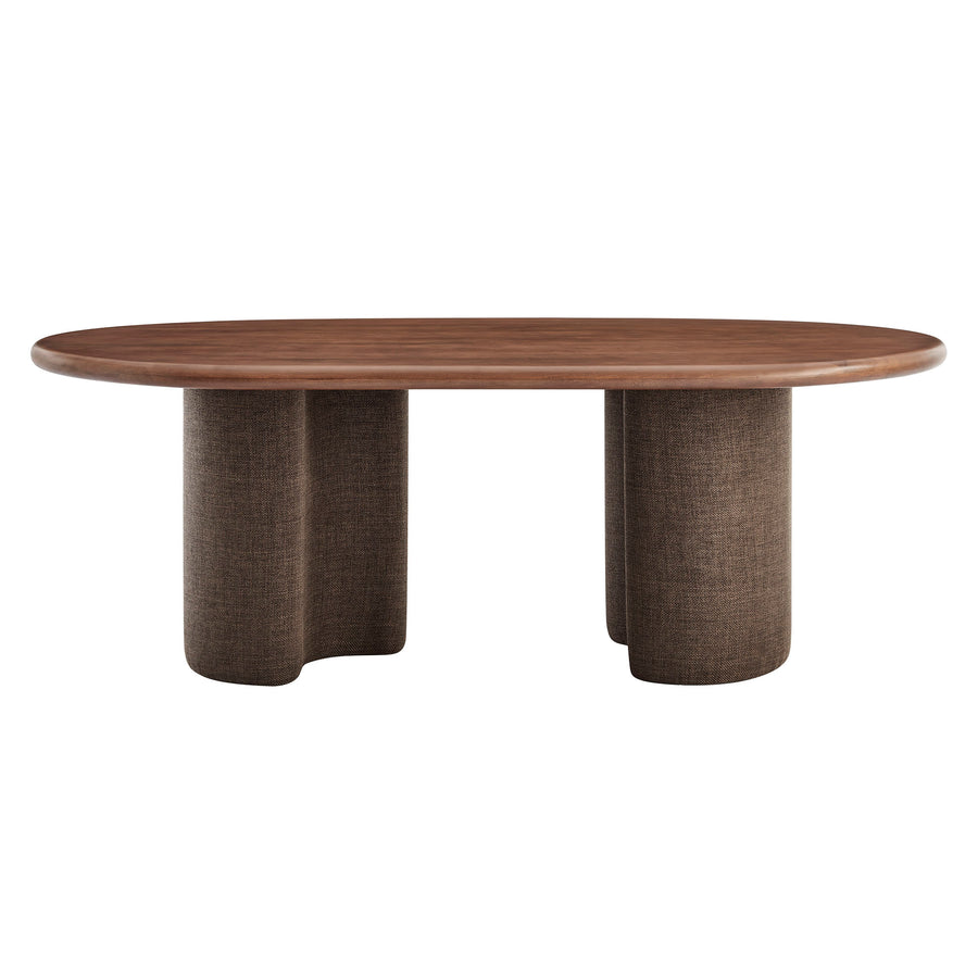 Quenby 84 Inch Mango Wood Oval Dining Table in Walnut