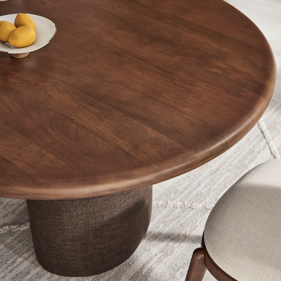 Quenby 84 Inch Mango Wood Oval Dining Table in Walnut