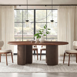 Quenby 84 Inch Mango Wood Oval Dining Table in Walnut