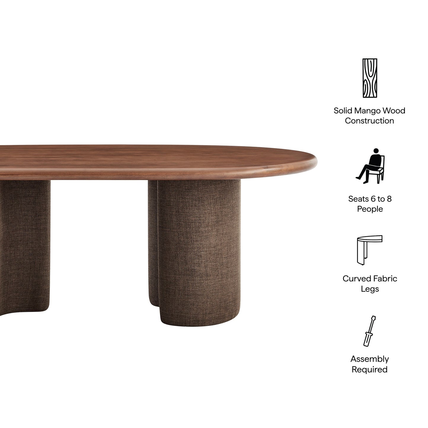 Quenby 84 Inch Mango Wood Oval Dining Table in Walnut