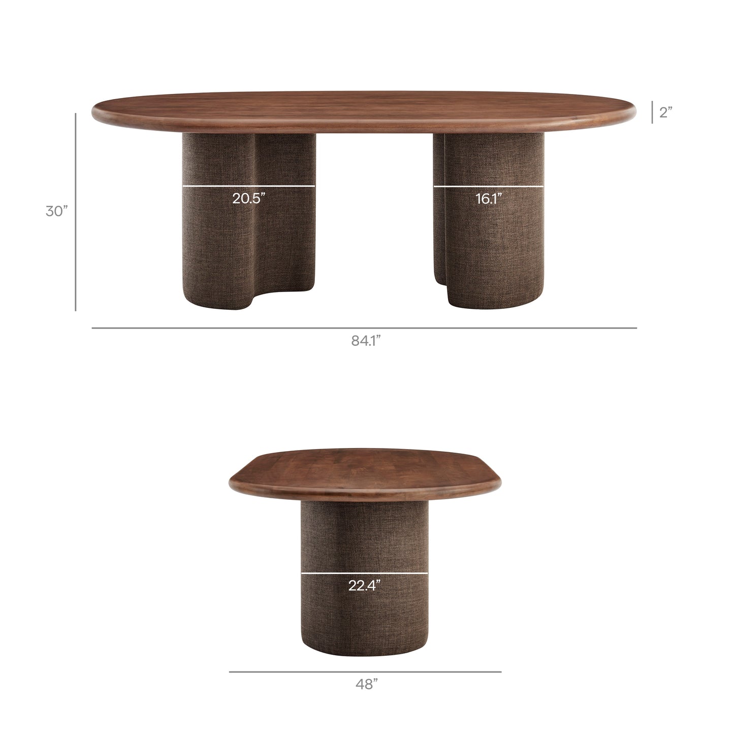 Quenby 84 Inch Mango Wood Oval Dining Table in Walnut