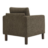 Vetiver Boucle Fabric Accent Armchair in Antique Espresso