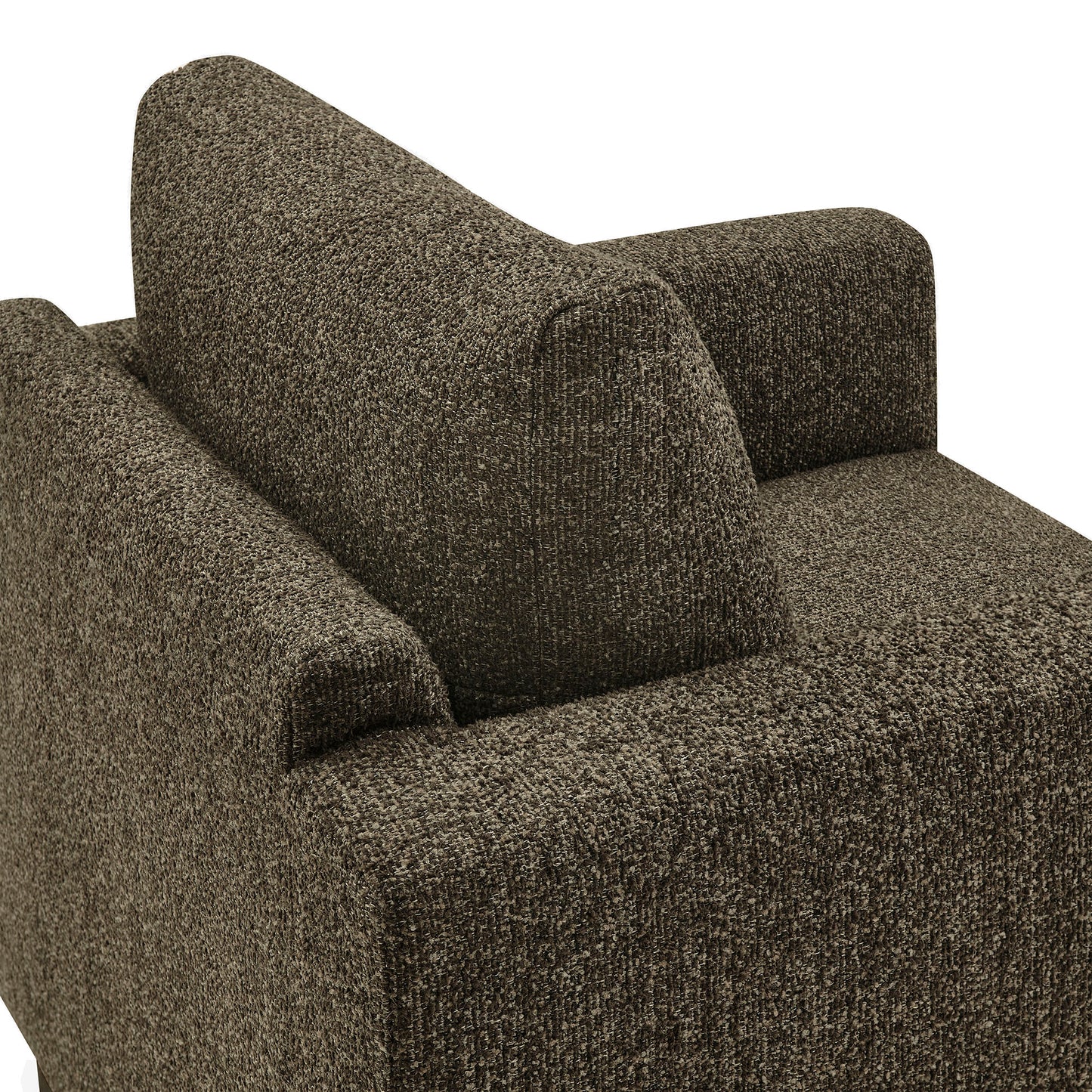 Vetiver Boucle Fabric Accent Armchair in Antique Espresso