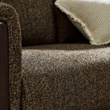 Vetiver Boucle Fabric Accent Armchair in Antique Espresso