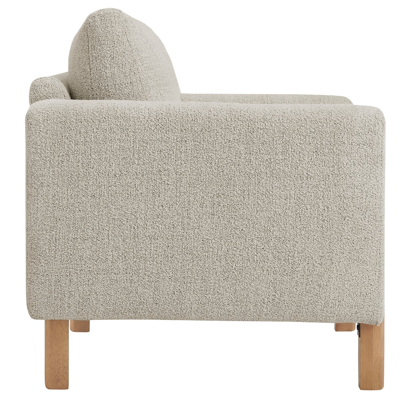 Vetiver Boucle Fabric Accent Armchair in Parchment Beech