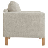 Vetiver Boucle Fabric Accent Armchair in Parchment Beech