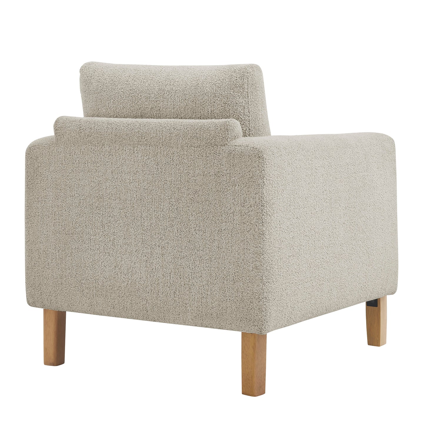 Vetiver Boucle Fabric Accent Armchair in Parchment Beech