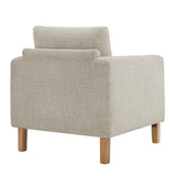 Vetiver Boucle Fabric Accent Armchair in Parchment Beech