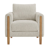 Vetiver Boucle Fabric Accent Armchair in Parchment Beech