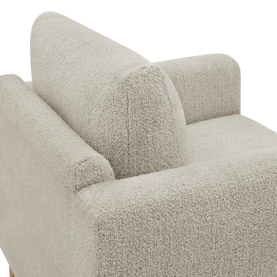Vetiver Boucle Fabric Accent Armchair in Parchment Beech