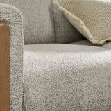 Vetiver Boucle Fabric Accent Armchair in Parchment Beech