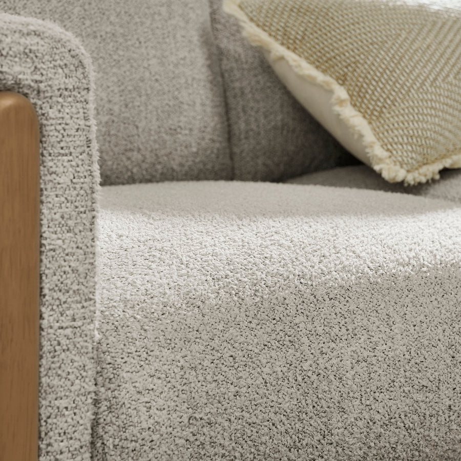 Vetiver Boucle Fabric Accent Armchair in Parchment Beech