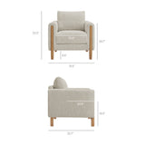Vetiver Boucle Fabric Accent Armchair in Parchment Beech