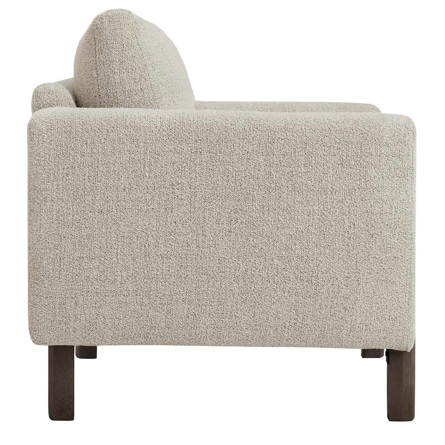 Vetiver Boucle Fabric Accent Armchair in Parchment Espresso