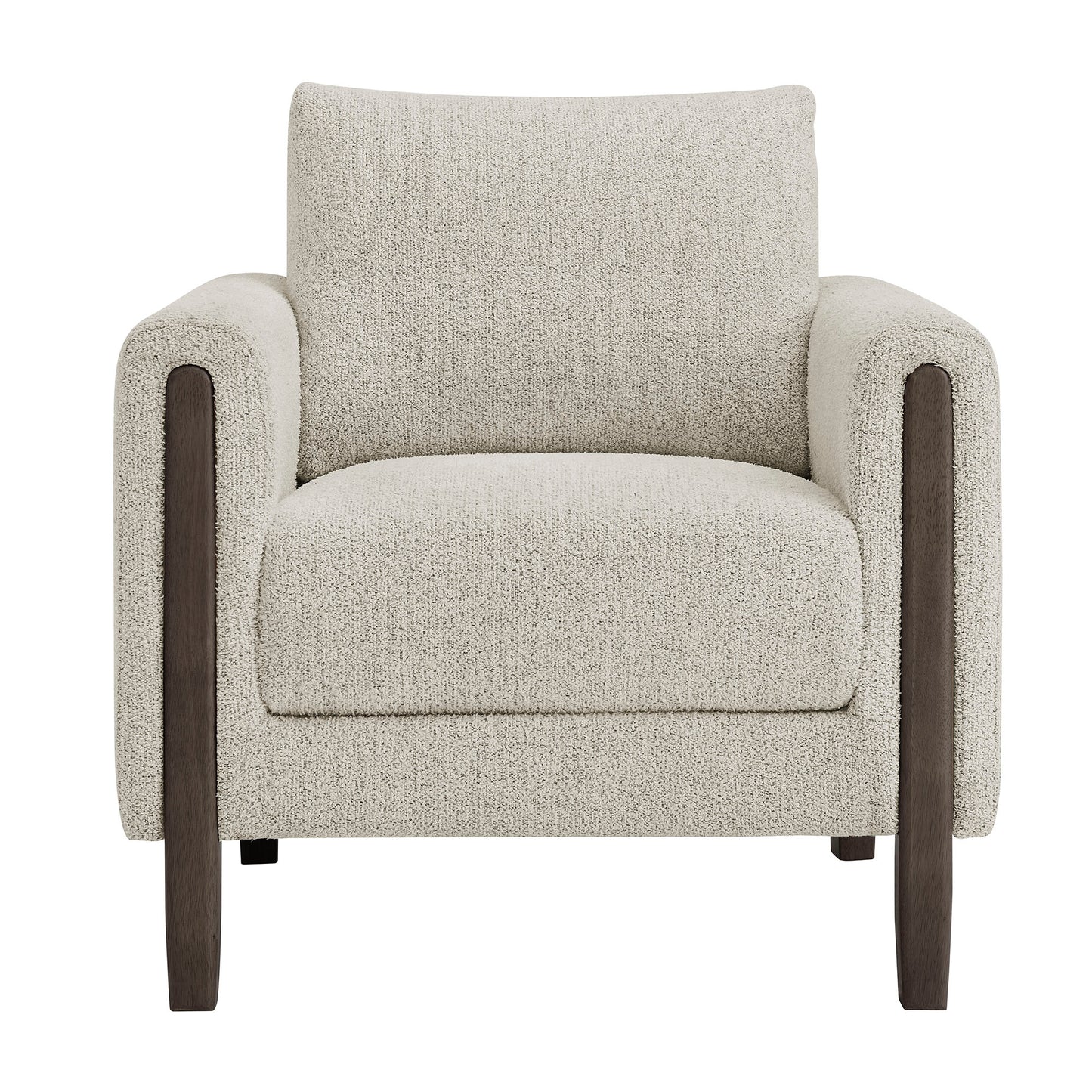 Vetiver Boucle Fabric Accent Armchair in Parchment Espresso