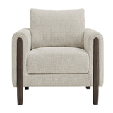 Vetiver Boucle Fabric Accent Armchair in Parchment Espresso