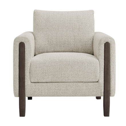 Hawken Boucle Fabric Accent Armchair in Parchment Espresso