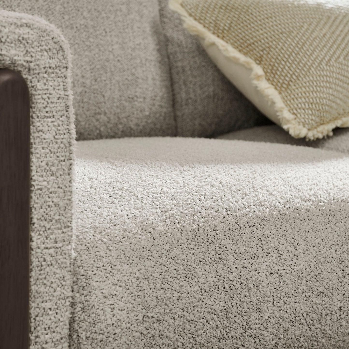 Vetiver Boucle Fabric Accent Armchair in Parchment Espresso