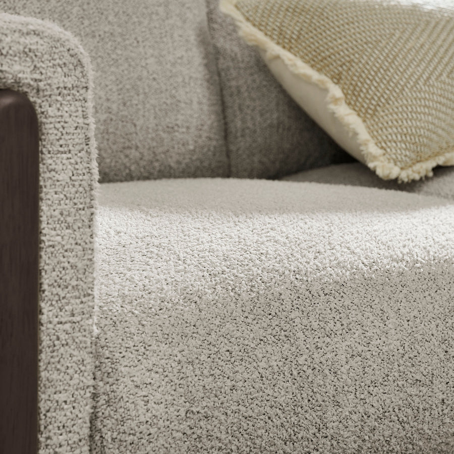 Vetiver Boucle Fabric Accent Armchair in Parchment Espresso