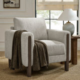 Vetiver Boucle Fabric Accent Armchair in Parchment Espresso