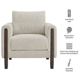 Vetiver Boucle Fabric Accent Armchair in Parchment Espresso