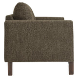 Vetiver Boucle Fabric Loveseat in Antique Espresso