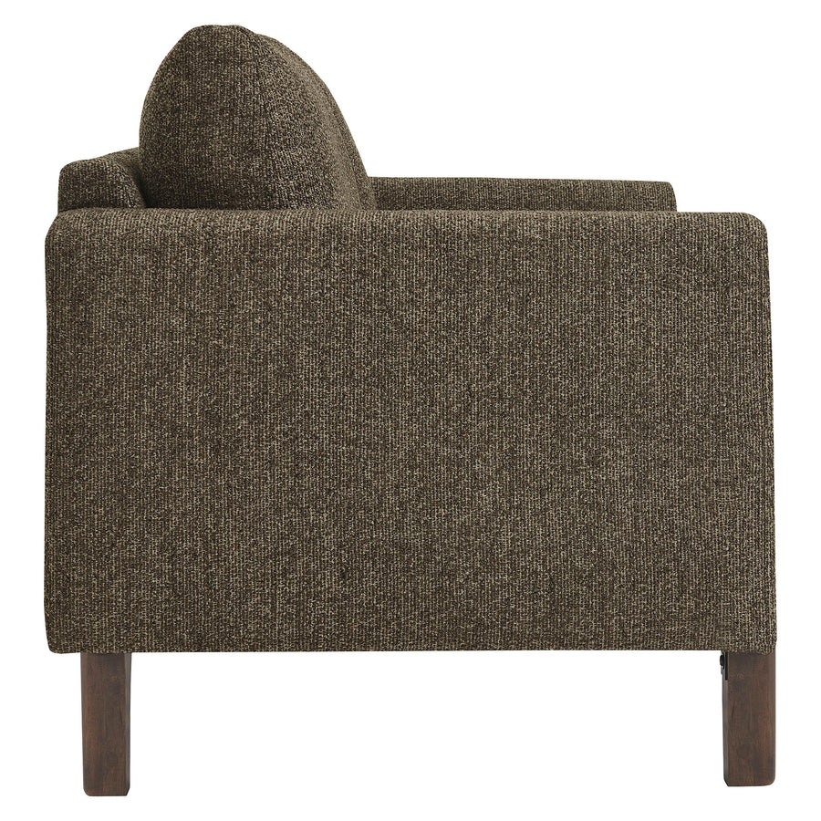Vetiver Boucle Fabric Loveseat in Antique Espresso