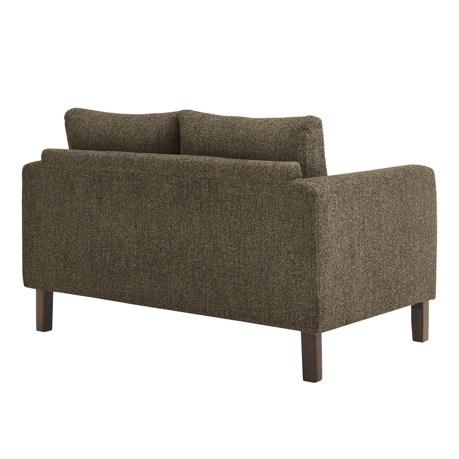 Vetiver Boucle Fabric Loveseat in Antique Espresso