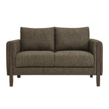 Vetiver Boucle Fabric Loveseat in Antique Espresso