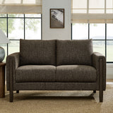 Vetiver Boucle Fabric Loveseat in Antique Espresso