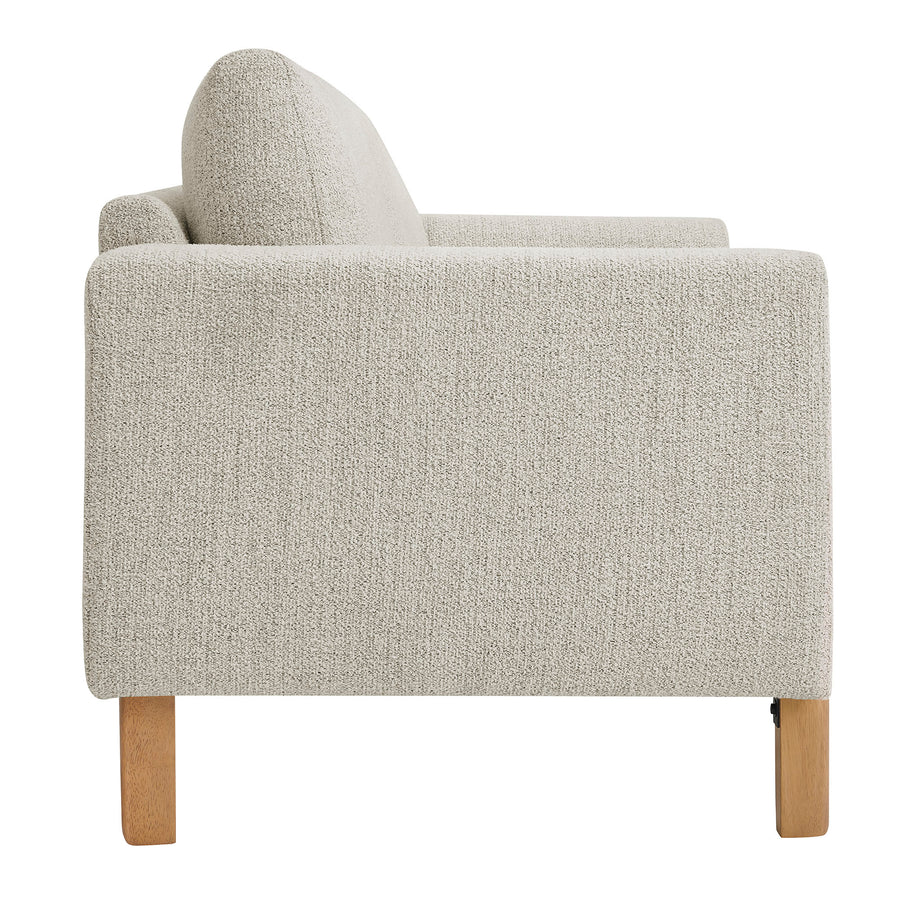 Vetiver Boucle Fabric Loveseat in Parchment Beech